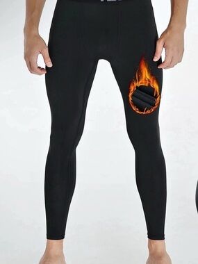 TELALEO Men's Thermal Fleece Lined Compression Leggings Black